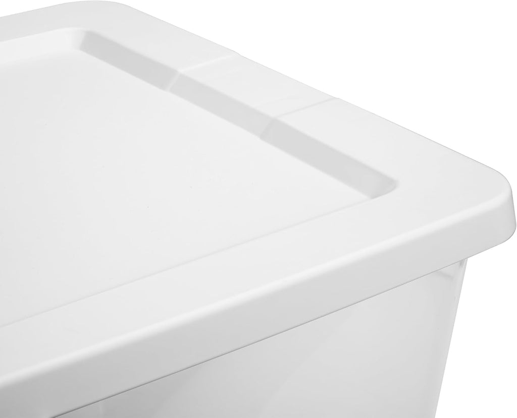 2-Pack 58 Quart Clear Storage Bins with Snap-On White Lids, Stackable Plastic Containers for Home Organization, Closet, Bedroom, Garage Storagea