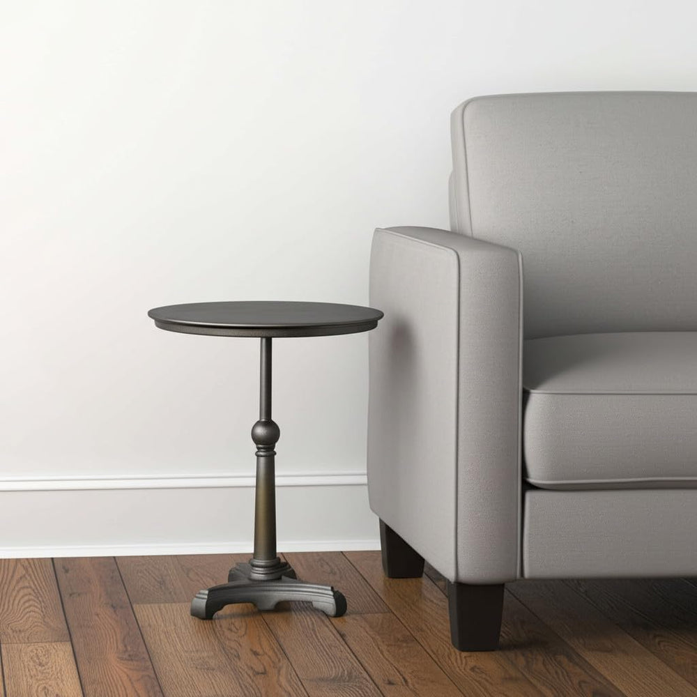 HomeRoots 571184 30 in. Brown Iron Round Pedestal End Table