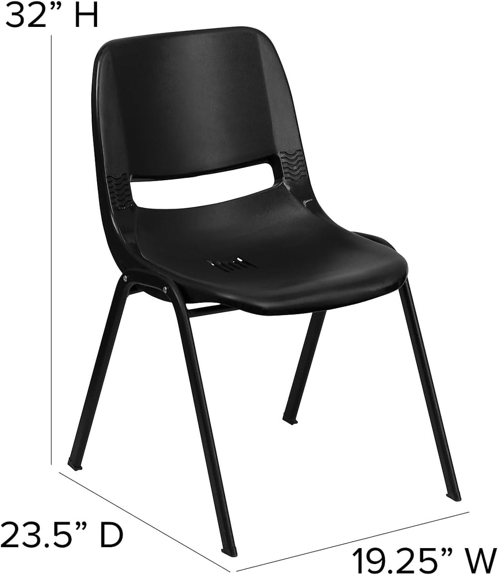 Flash Furniture HERCULES Series 880 lb. Capacity Black Ergonomic Shell Stack ...