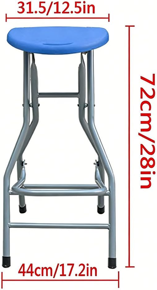 Blue Adult Folding Stool, with Handle and Foldable bar Stool, 28 inches in Si...