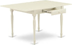 East West Furniture MZCL3-LWH-W 3 Piece Dinette Set for Small Spaces Contains a Rectangle Dining Table with Dropleaf and 2 Dining Chairs, 36x54 Inch, Linen White