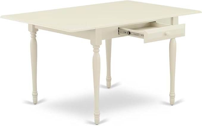 East West Furniture MZDA5-LWH-W 5 Piece Dining Table Set for 4 Includes a Rectangle Kitchen Table with Dropleaf and 4 Dining Room Chairs, 36x54 Inch, Linen White