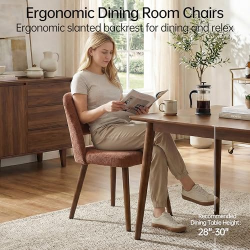 Usaint Wooden Dining Chairs Set of 2, Fabric Dining Room Chairs, Rusty Red
