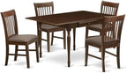 East West Furniture MZNO5-MAH-C 5 Piece Modern Dining Table Set Includes a Rectangle Wooden Table with Dropleaf and 4 Linen Fabric Dining Room Chairs, 36x54 Inch, Mahogany