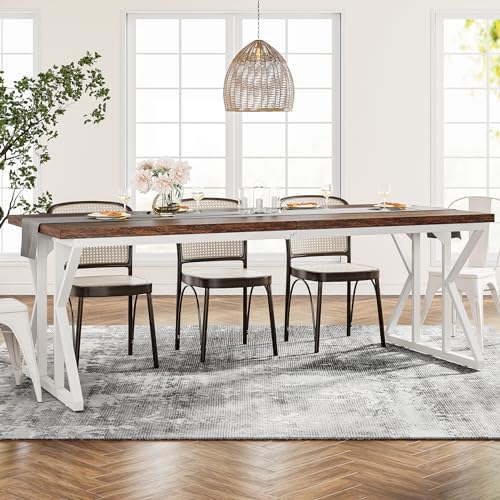 Tribesigns Farmhouse Dining Table for 6-8 People, 78.7-Inch Rectangular Wood ...