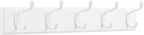 SONGMICS Wall-Mounted Coat Rack, Hook Rack, 5 Dual Metal Hooks, for Coats, Bags, Keys, in The Entryway, Bedroom, Living Room, White ULHR235W01