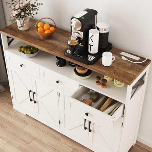 Befrases Farmhouse Buffet Cabinet with Drawers & Open Shelf, Sideboard