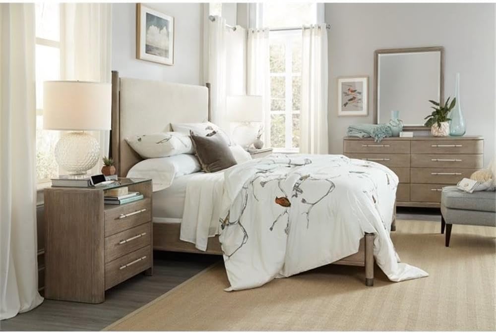 BOWERY HILL Modern Upholstered Headboard, Kurtz Linen Fabric, Transitional St...