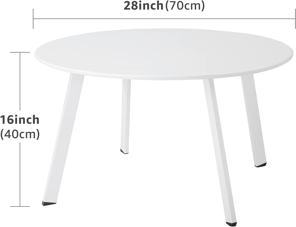 Patio Outdoor Coffee Table - Metal Steel Outside Round Table Weather Resistan...