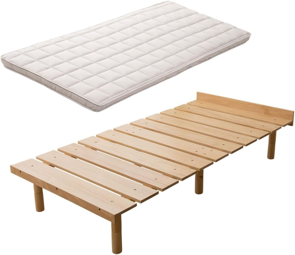 EMOOR Japanese Futon Mattress & Wood Slatted Bed Set Machi-OSMOS Twin (Ea...
