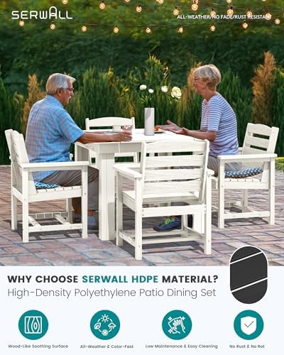 SERWALL HDPE Outdoor Square Dining Set for 4