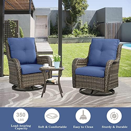 Belord 5 Piece Wicker Patio Furniture Set, Outdoor Swivel Rocker Chairs Set o...