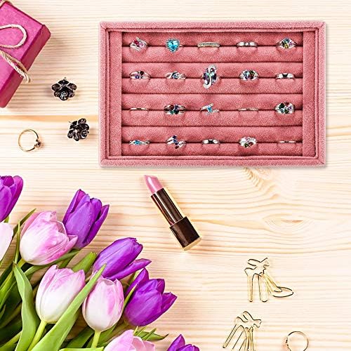 Valyria Velvet 7 Slots Ring Earrings Trays Showcase Display Jewelry Organizer ()