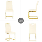 Goujxcy Dining Chairs Set of 4, Modern High Back Kitchen Chairs with Metal Legs and Faux Leather Padded Seat Upholstered Dining Chairs for Dining & Kitchen,Living Room (Light Yellow&Gold, Set of 4)