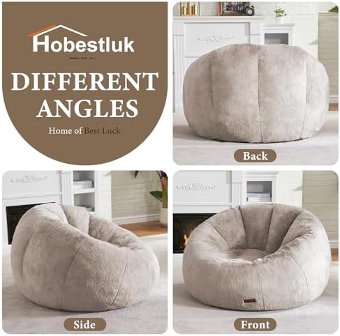 Hobestluk Large Bean Bag Chair for Adults to Relax, Donut-Shaped (Brown) | Sp...