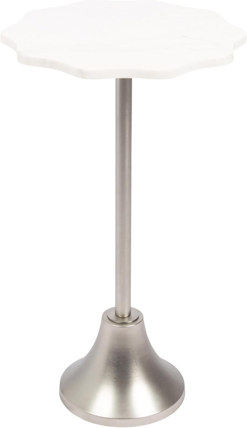 Kate and Laurel Sanzo Modern Pedestal Round Side Table, 14 x 14 x 24, White M...