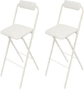 Set of 2 Foldable Bar Stools 29.5 Inch Height - Modern Folding Counter Height Chairs 275 lbs Capacity, PU Cushion for Kitchen, Bar, Cafe (White)