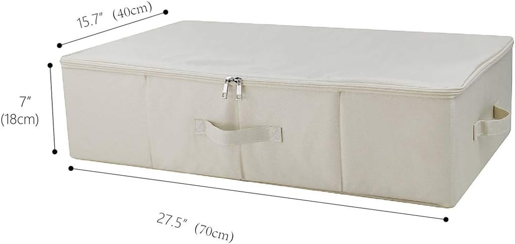 iwill CREATE PRO Folding Under Bed Shoes Storage Organiser Bins with Lid, Underbed Clothes Organizer Basket, Garment Storage Boxes, Beige