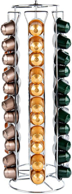 Restaurantware Restpresso 5.1 x 16.3 Inch Coffee Capsule Holder 1 Durable Pod Carousel - Holds 60 Nespresso Capsules 360-Degree Rotatable Iron Espresso Pod Organizer Pods Not Included