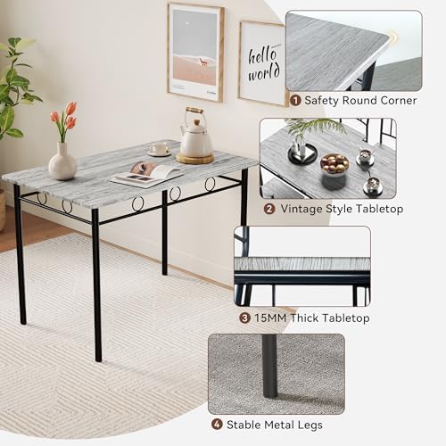 Vipbear Kitchen Dining Table Set for 4, 5-Piece Kitchen Table Set,Dining Room...