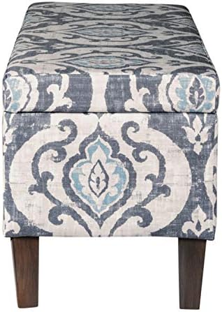 HomePop 36" Storage Ottoman Bench with Hinged Lid - Slate Damask