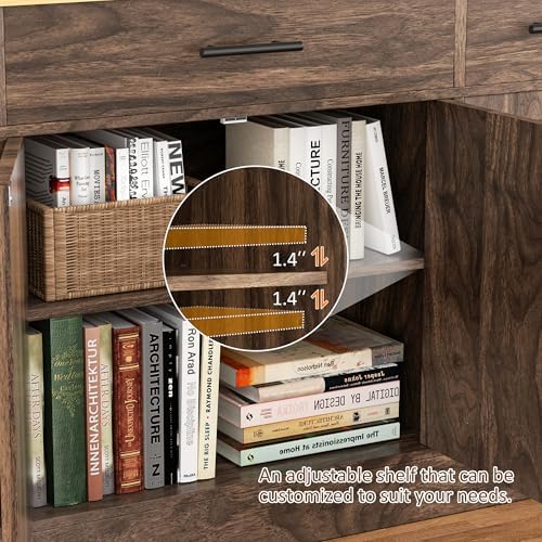 Vongrasig Buffet Cabinet with Drawers, 53” Large Sideboard Buffet Kitchen Sto...