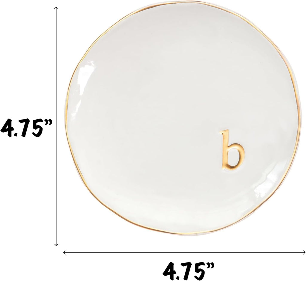 COLLECTIVE HOME - Ceramic Jewelry Tray, Decorative Trinket Dish for Rings Earrings Necklaces Bracelet Watch Keys, Birthday Mother's Day Christmas Gift for Women, 4.75", Glossy (b)