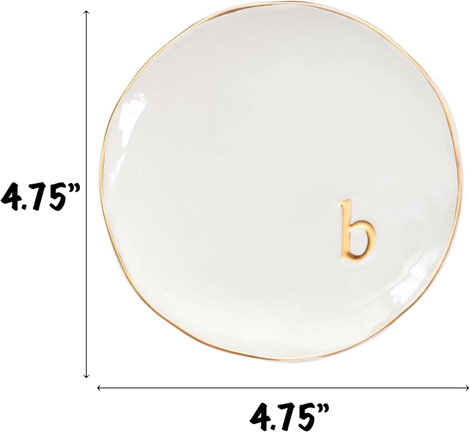COLLECTIVE HOME - Ceramic Jewelry Tray, Decorative Trinket Dish for Rings Earrings Necklaces Bracelet Watch Keys, Birthday Mother's Day Christmas Gift for Women, 4.75", Glossy (b)