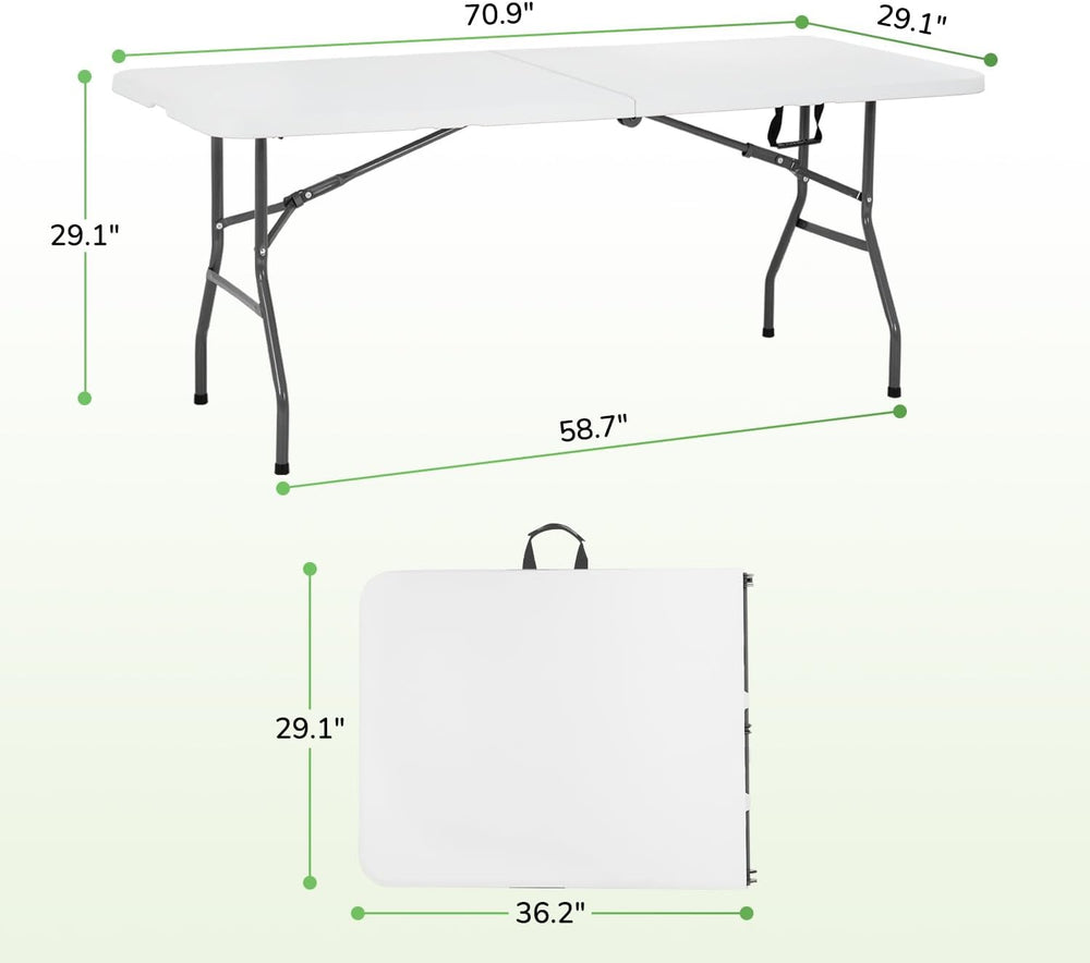 PayLessHere | 6FT Folding Table | Portable Plastic Table with Carry Handle | ...
