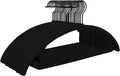 MIZGI Premium Velvet Hangers 50 Pack Heavyduty- Non Slip No Shoulder Bump Suit Hanger - Black Hooks,Space Saving Clothes Rounded Shape for Coat,Sweater,Jackets,Pants