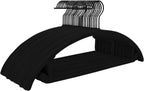 MIZGI Premium Velvet Hangers 50 Pack Heavyduty- Non Slip No Shoulder Bump Suit Hanger - Black Hooks,Space Saving Clothes Rounded Shape for Coat,Sweater,Jackets,Pants