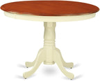 East West Furniture HLIP5-BMK-W 5 Piece Dining Room Furniture Set Includes a Round Kitchen Table with Pedestal and 4 Dining Chairs, 42x42 Inch, Buttermilk & Cherry
