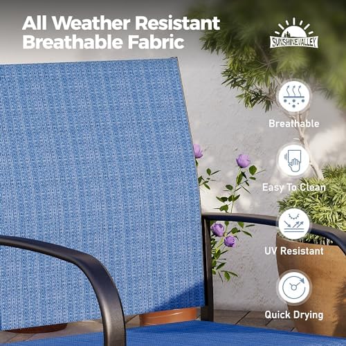 SUNSHINE VALLEY 7pc Patio Dining Set, 60”Metal Table (PVC Top) & 6 Chairs