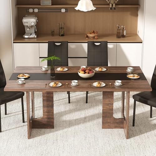 St.Mandyu 7 Pieces Dining Table & Chairs Set for 4-8 People, 71 Inch Kitc...