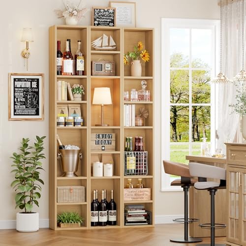 FOTOSOK Bookshelf Bookcase 8-Tier Narrow Bookshelf Tall CD Media Tower Rack