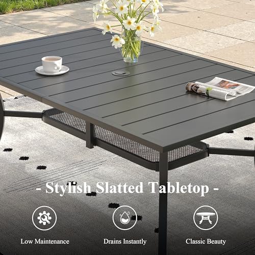 7 Pieces Outdoor Dining Set, Stackable Textilene Patio Chairs & 59.2&quot...
