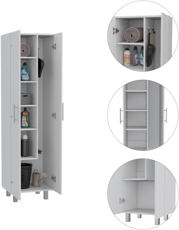 9-Shelf 2-Door 2-Piece Kitchen Set with Island and Pantry in White | Combines...