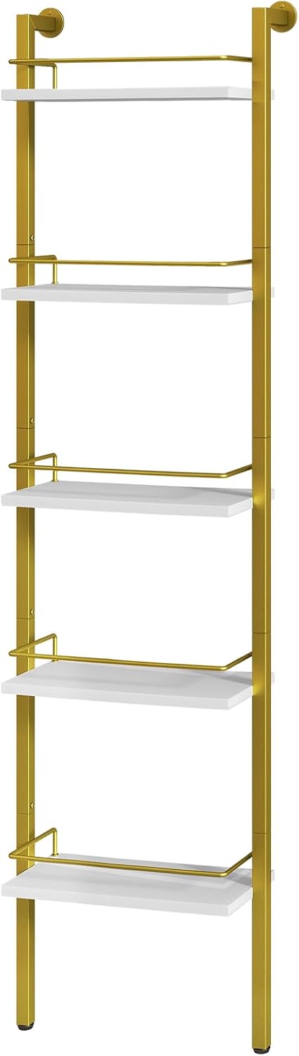 YMYNY 5-Tier Wall Mounted Wine Racks 16.93x7.87x69.68 White & Gold HWR001...