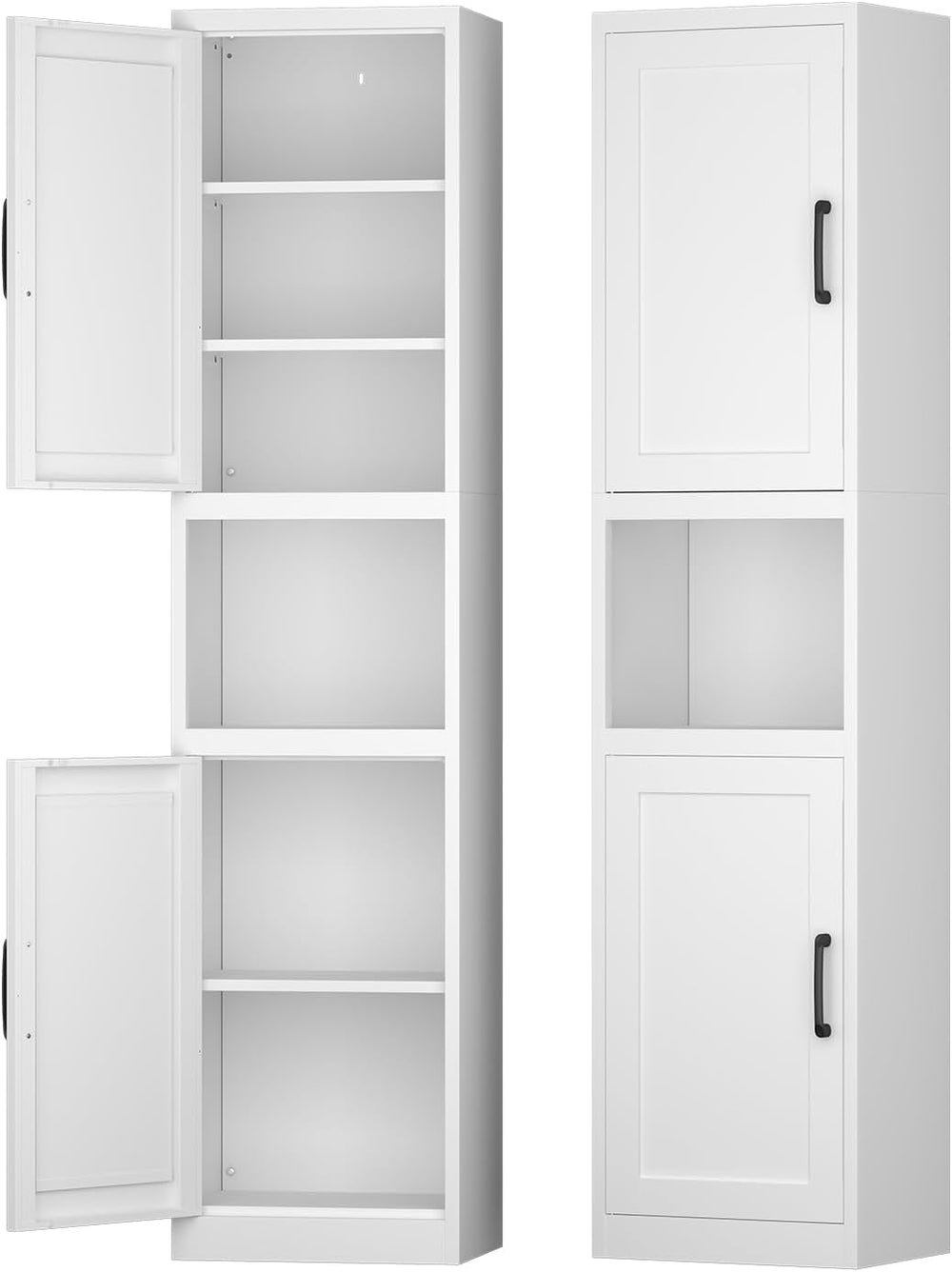 67" Tall Narrow Bathroom Storage Cabinet, Slim Metal Cabinet with Doors ...