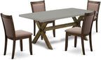 East West Furniture X797MZ748-5 5 Piece Kitchen Table Set for 4 Includes a Rectangle Dining Room Table with X-Legs and 4 Coffee Linen Fabric Parson Dining Chairs, 40x72 Inch, Multi-Color