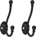 2 Pack Heavy Duty Wall Hooks for Hanging, Metal Coat Hooks Wall Mount, Easy to Install, Ideal for Living Room, Bathroom, Kitchen, Bedroom (Black)