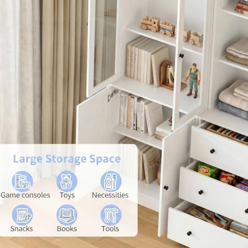 TUSY 71" H Bookshelf with Storage, 6-Tier Modern Bookshelves with 3 Larg...