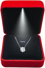GBYAN Pendant Necklace Box with LED Light, Necklace Gift Box Velvet Jewelry Display Case for Proposal Engagement Wedding and Birthday,Red