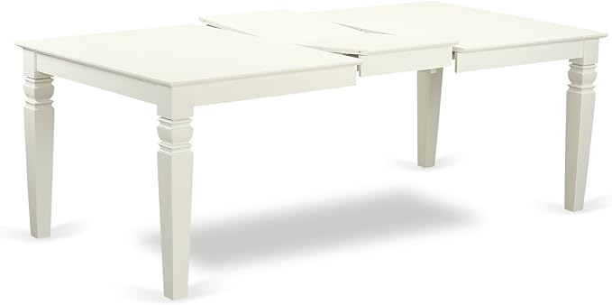 East West Furniture LGDR7-LWH-07 7 Piece Modern Dining Table Set Consist of a Rectangle Wooden Table with Butterfly Leaf and 6 Gray Linen Fabric Parson Dining Chairs, 42x84 Inch, Linen White