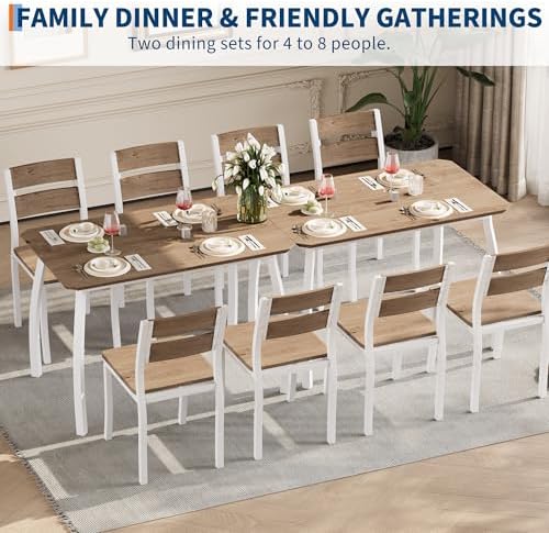 IDEALHOUSE Dining Table Set for 4 Modern Kitchen Table and Chairs Set with Ch...