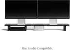 Raico Desk Cockpit Shelf Monitor Stand System Dual Screen Setup Wood Large Desk Accessory Organizer Unit (Black Wood, Full Length v2 | 45.7 Inches)