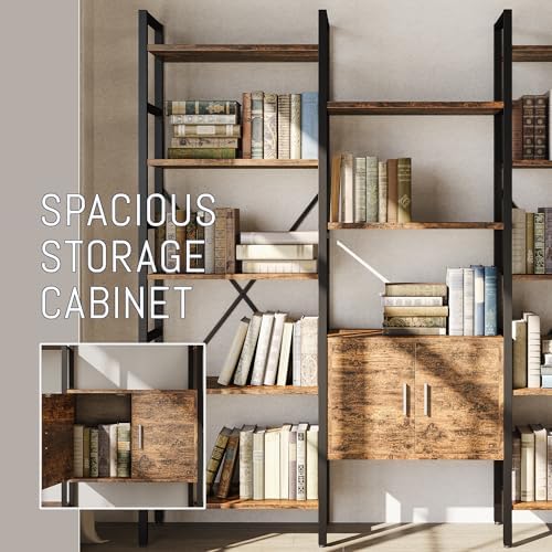 70 x70" Triple 5 Tier Book Shelf, Industrial Large Bookcase with Storage...