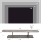 GHC Floating TV Stand, Wall Mounted Entertainment Center and Cabinet Shelf, TV Console with Storage, Media Console for DVD Player, Space-Saving Under TV Shelf for Bedroom, Living Room (Grey)