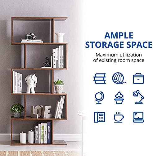 Cozy Castle Set of 2 Geometric Bookcase, S-Shaped Modern Bookshelf, Room Divi...