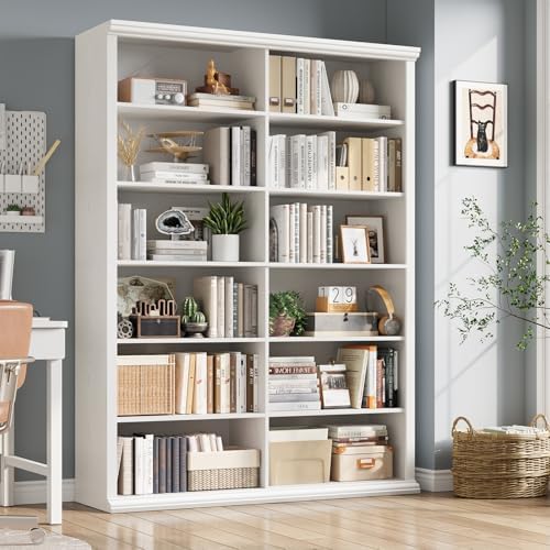 Rresyet 71.8" L x 47.2" W Wooden Bookcase and Bookshelf